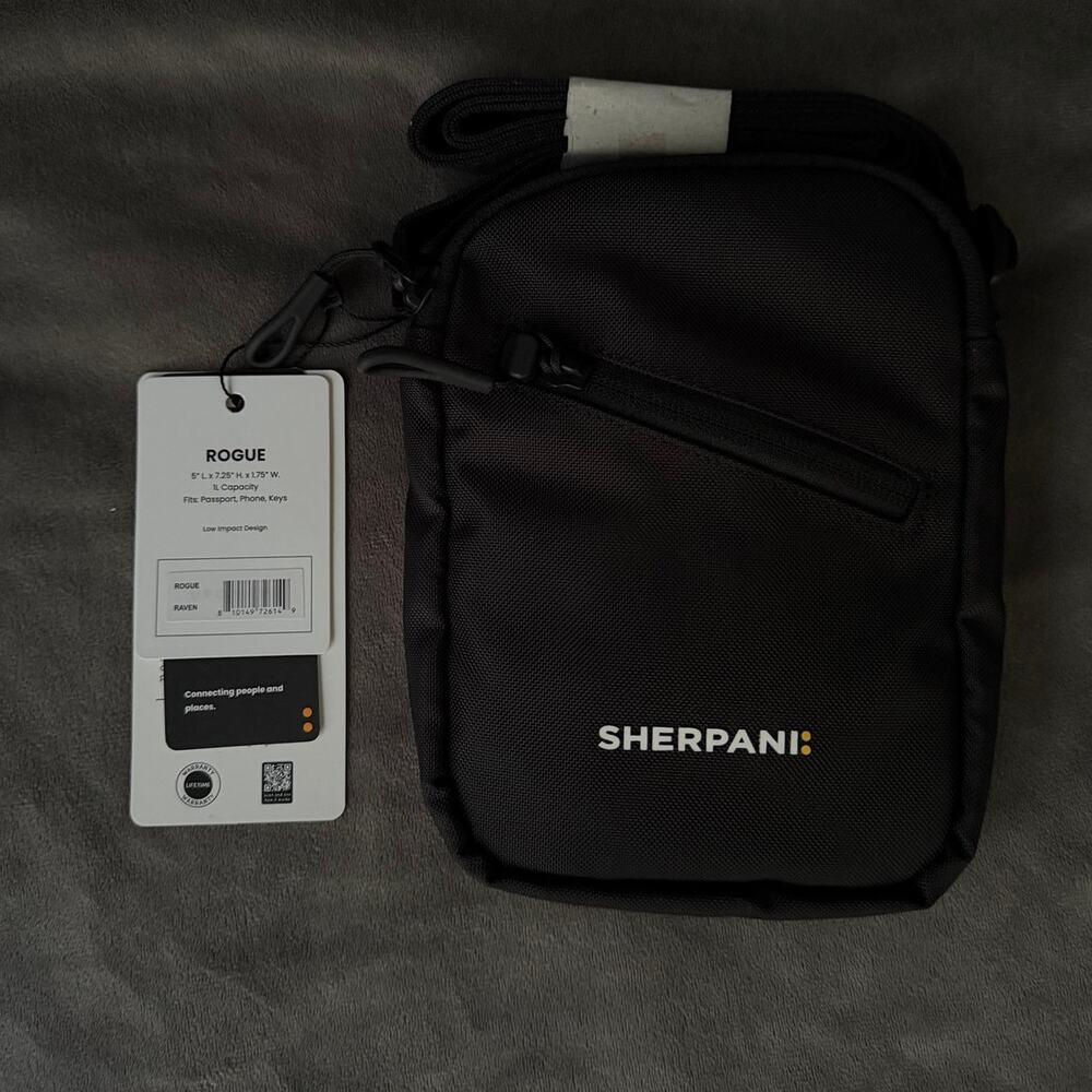 Sherpani Rogue Mini Crossbody Bag Raven Black RFID Travel NWT